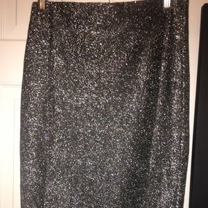 Sparkle and Black and Silver  Pencil Skirt